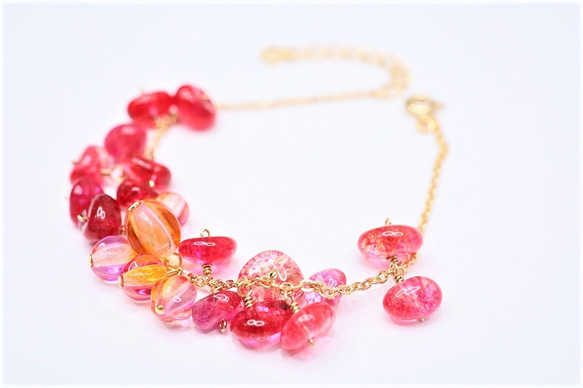 ピンク水晶 ブレスレット Pink color Crystal Bracelet B0003 4枚目の画像