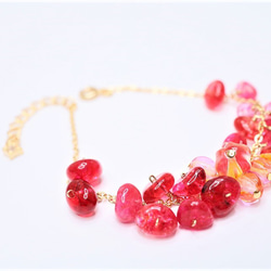 ピンク水晶 ブレスレット Pink color Crystal Bracelet B0003 5枚目の画像