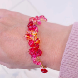 ピンク水晶 ブレスレット Pink color Crystal Bracelet B0003 3枚目の画像