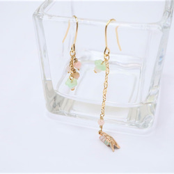 【18K変更Little Butterfly & Flowers & Pink Opal earrings P0005 第4張的照片