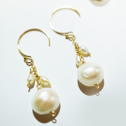 淡水珍珠耳環 Pearl earrings(14kgf) P0050 第2張的照片