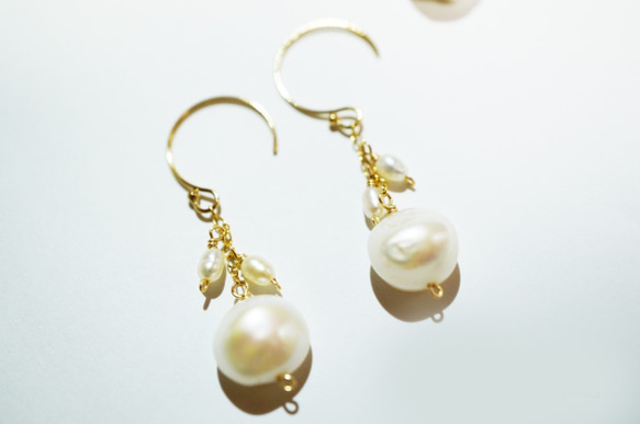 淡水パールピアス Pearl earrings(14kgf) P0050 2枚目の画像
