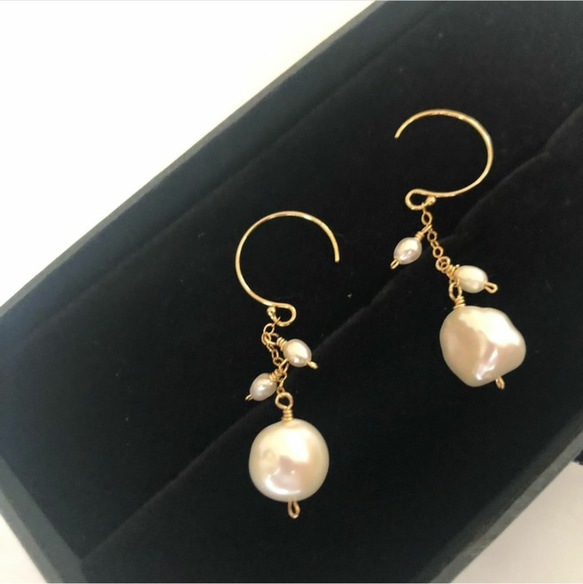 淡水珍珠耳環 Pearl earrings(14kgf) P0050 第3張的照片