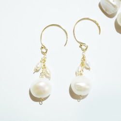 淡水パールピアス Pearl earrings(14kgf) P0050 7枚目の画像