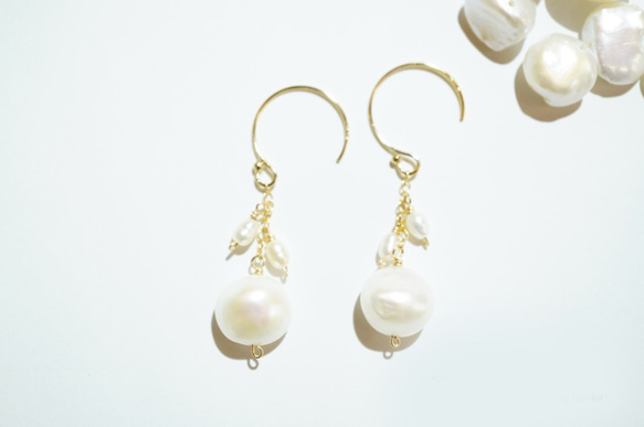 淡水パールピアス Pearl earrings(14kgf) P0050 7枚目の画像