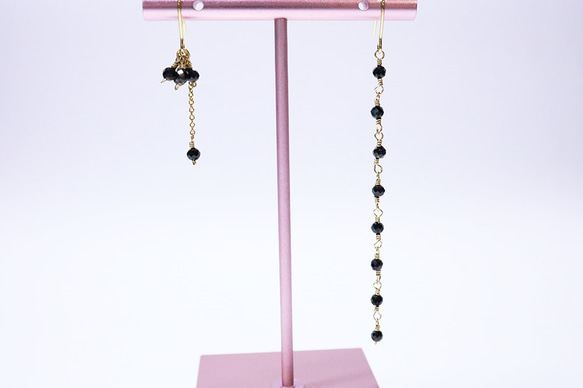 【18K変更可】Black Swan Spinel pierced earrings P0088 第1張的照片