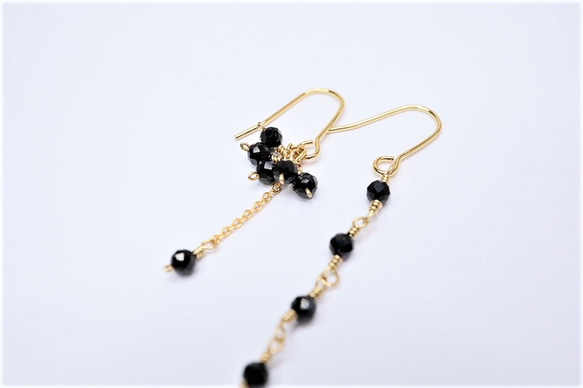 【18K変更可】Black Swan Spinel pierced earrings P0088 第4張的照片