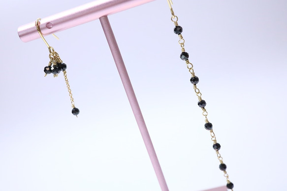 【18K変更可】Black Swan Spinel pierced earrings P0088 第6張的照片