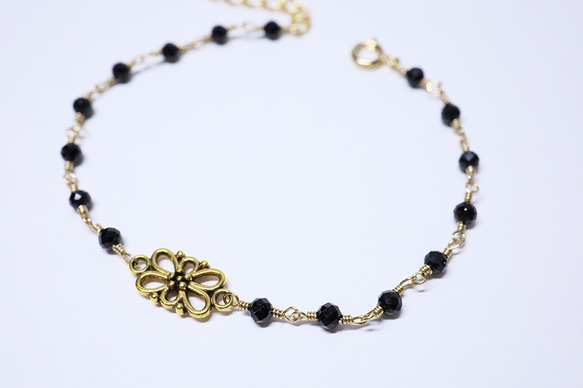 黒鳥/宝石質ブラックスピネルブレスレット　Black Swan Spinel Bracelet B0058 2枚目の画像