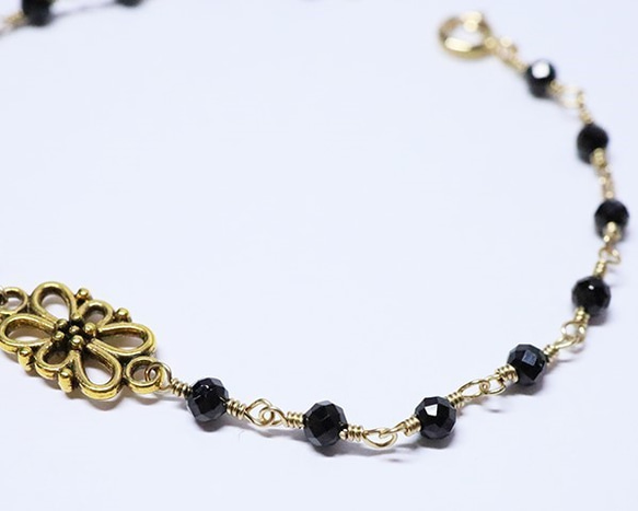 黒鳥/宝石質ブラックスピネルブレスレット　Black Swan Spinel Bracelet B0058 4枚目の画像