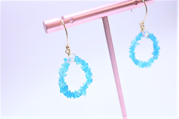 TEARS OF EARTH Apatite＆Hermakkey pierced earrings P0089 第6張的照片