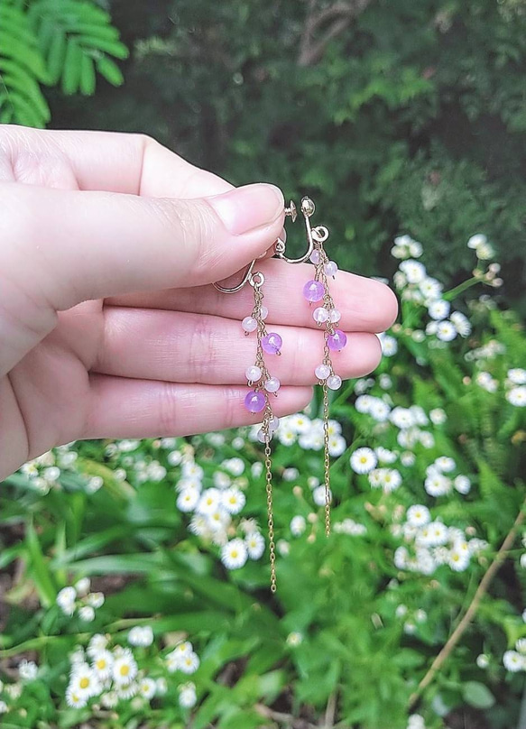 Bubbles Amethyst pierced earrings P0092 第6張的照片