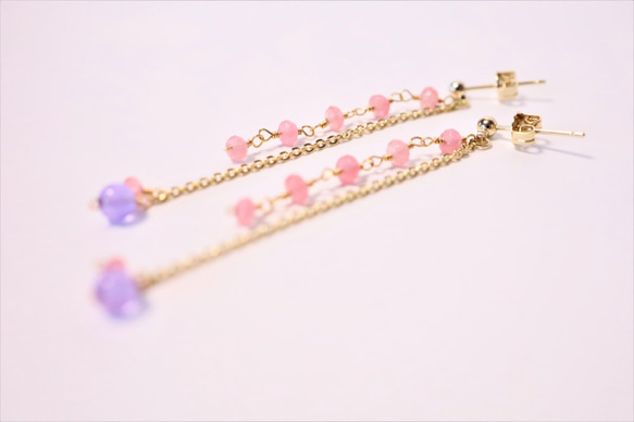 ※14kgfもOK※淑女の輝き/２色の翡翠ピアス LADY BRIGHT pierced earrings P0094 1枚目の画像