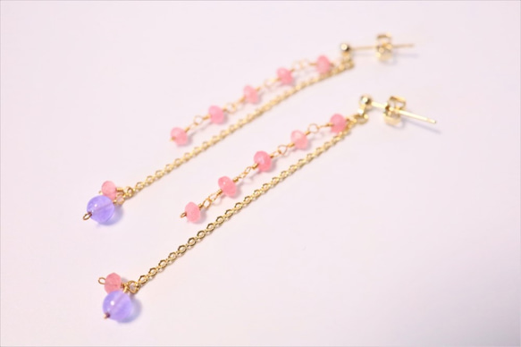 ※14kgfもOK※淑女の輝き/２色の翡翠ピアス LADY BRIGHT pierced earrings P0094 4枚目の画像