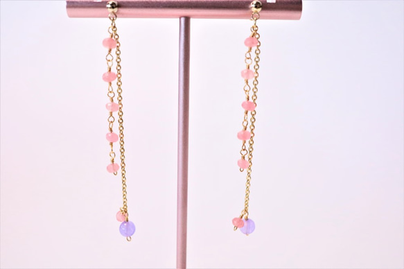 ※14kgfもOK※淑女の輝き/２色の翡翠ピアス LADY BRIGHT pierced earrings P0094 6枚目の画像