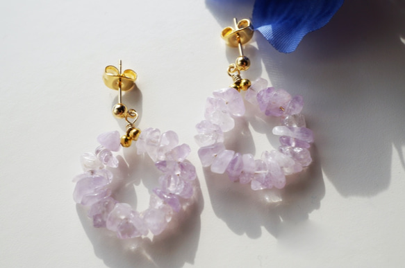 薰衣草紫水晶圈形耳環 Lanbender Amethyst Circle earrings P0048 第1張的照片