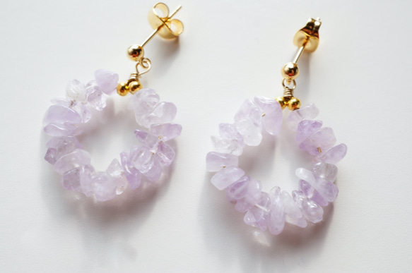 薰衣草紫水晶圈形耳環 Lanbender Amethyst Circle earrings P0048 第2張的照片