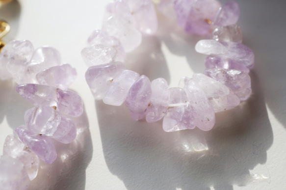 ラベンダーアメジストサークルピアス Lanbender Amethyst Circle earrings P0048 3枚目の画像