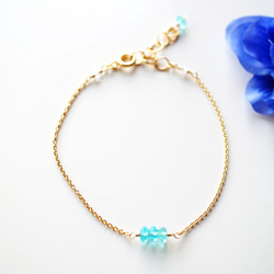 宝石質ブルーアパタイト ブレスレットBlue Apatite amulet bracelet B0032 1枚目の画像