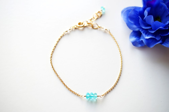 寶石質量藍色磷灰石 護身符 手鍊 天然石手鍊Blue Apatite amulet bracelet B0032 第1張的照片