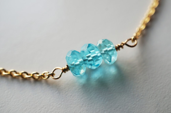 寶石質量藍色磷灰石 護身符 手鍊 天然石手鍊Blue Apatite amulet bracelet B0032 第3張的照片