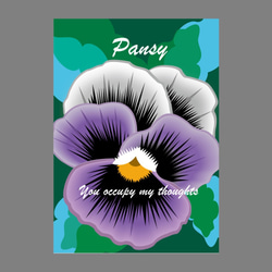 ポスターA4版/紫色のパンジーのイラスト/オリジナルイラスト 4枚目の画像
