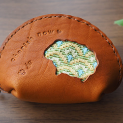 本革と絽刺しのコインケース（ひつじ） 1枚目の画像