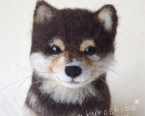 羊毛フェルト　　柴犬(子犬) Yahoo!オークション - 羊毛フェルト 犬 柴犬 黒柴 子犬
