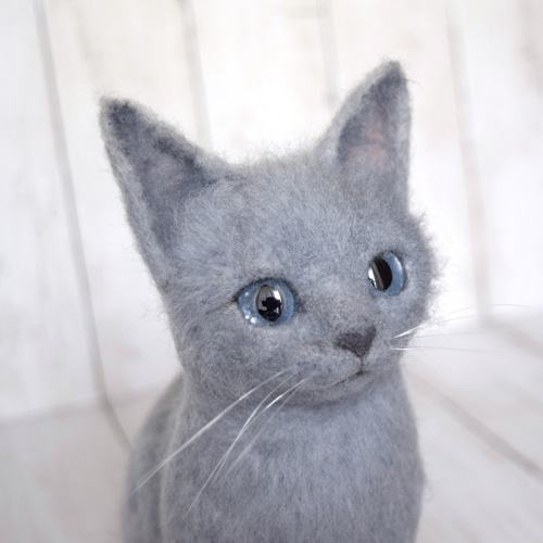 ロシアンブルーの子猫 羊毛フェルト studio＊coup 通販 12256334