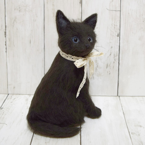 黒猫の子猫 羊毛フェルト studio＊coup 通販 12410911｜Creema(クリーマ)