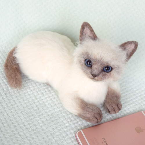 シャム猫の子猫（スフィンクス座り） 羊毛フェルト studio＊coup 通販