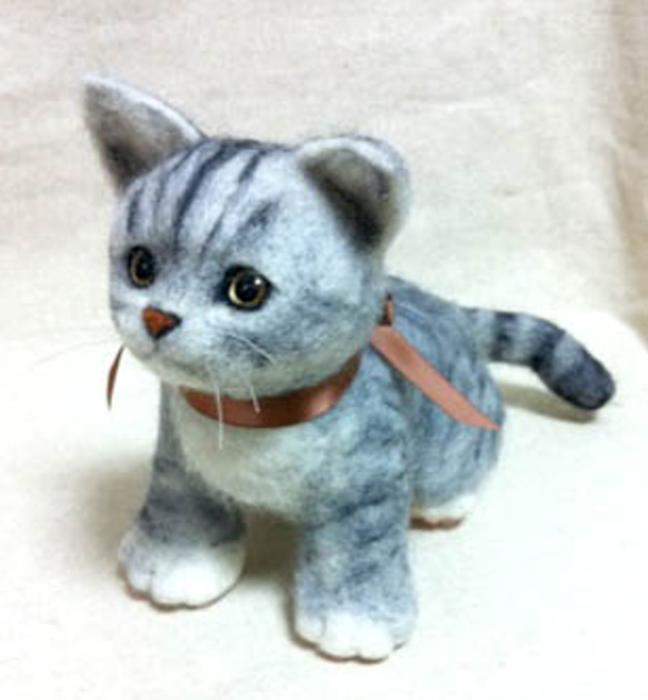 羊毛フェルト ハンドメイド オーダー スコちゃん立ち耳 猫（立ち耳の 