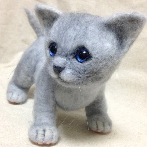 ロシアンブルーの子猫 羊毛フェルト studio＊coup 通販 649136｜Creema