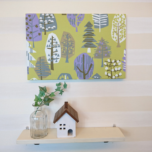 北欧の森（グリーン）のファブリックパネル 横長 その他インテリア雑貨