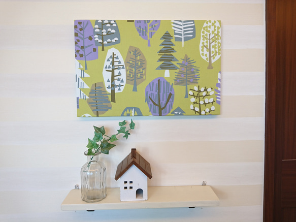 北欧の森（グリーン）のファブリックパネル 横長 その他インテリア雑貨