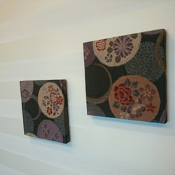和風輪の花模様のファブリックパネル 20cm×20cm 4枚目の画像
