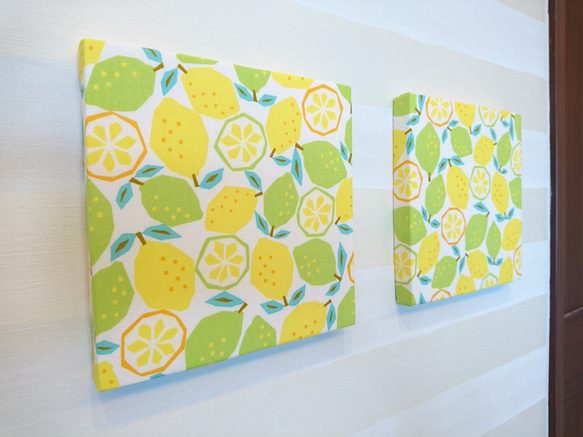 洋ナシとレモンのファブリックパネル 2枚セット 20cm 4枚目の画像