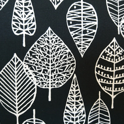 葉っぱ模様（ブラック&ホワイト）のファブリックパネル　30cm　2枚セット 4枚目の画像