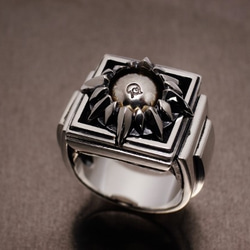 マイドッグリング 犬種ポメラニアン SV925 天然ダイヤ入り 指輪