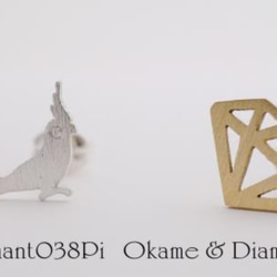 Okame & Diamond ピアス【adamant】 2枚目の画像