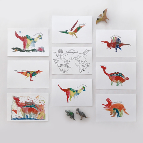 白亜紀からのお便り」選べる2枚の恐竜ポストカード（AT008-20） ポスト