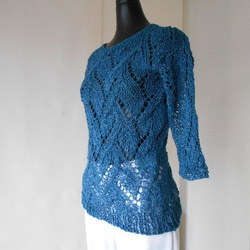 鉄紺の透かし編みセーター 2枚目の画像