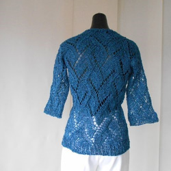 鉄紺の透かし編みセーター 3枚目の画像