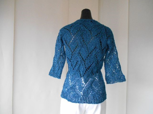 鉄紺の透かし編みセーター 3枚目の画像