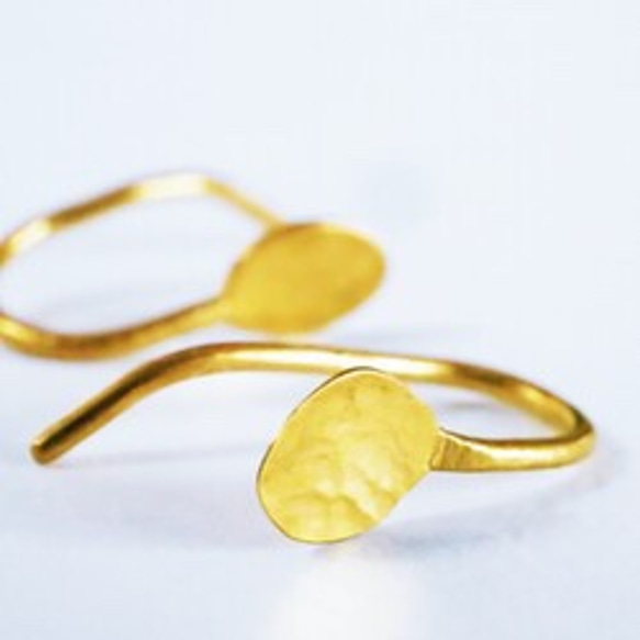 K24純金槌形自由形狀鉤形耳環 第4張的照片