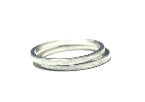 銀網格結婚戒指套裝 第5張的照片