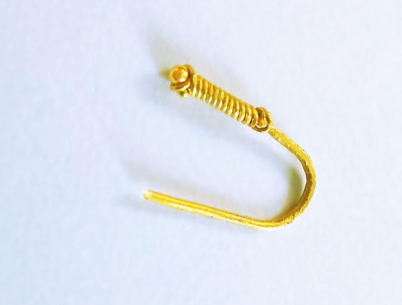k24純金一耳古風簡約一分鉤形耳環 第1張的照片