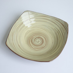 高取焼「刷毛引四方形大鉢」 陶器　ー伝統工芸士の手による「やきもん」 1枚目の画像