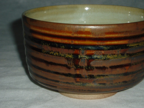 筑前 高取焼　掛分釉茶盌　陶器　桐箱付　　約 幅127㎜×高さ76㎜　 4枚目の画像