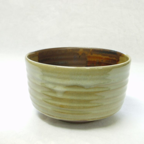 筑前 高取焼 掛分釉茶盌 陶器 桐箱付 約 幅127㎜×高さ76㎜ 茶碗
